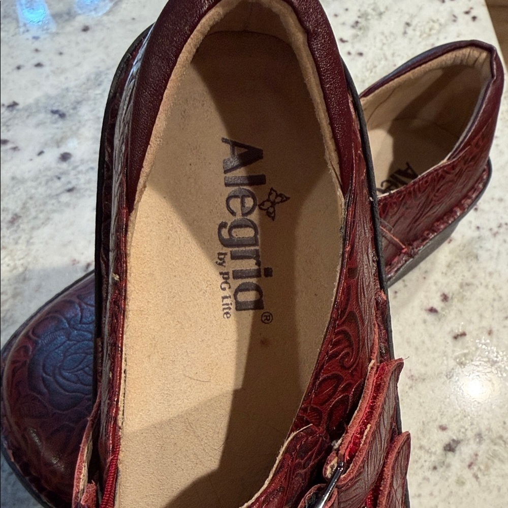 Alegria Alli Women Shoe Eau 40 Alli Oxblood Bloom Red Tooled Leather - Picture 4 of 7